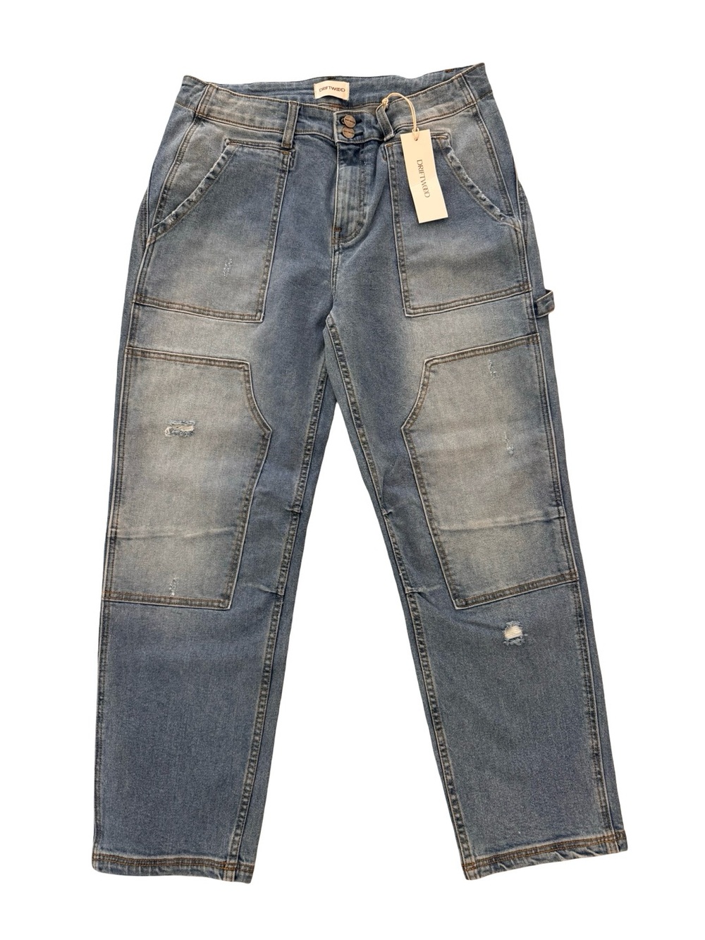 DRIFTWOOD Plus-Size Boyfriend cropped Jeans in Washed Blue - Picture 4 of 10
